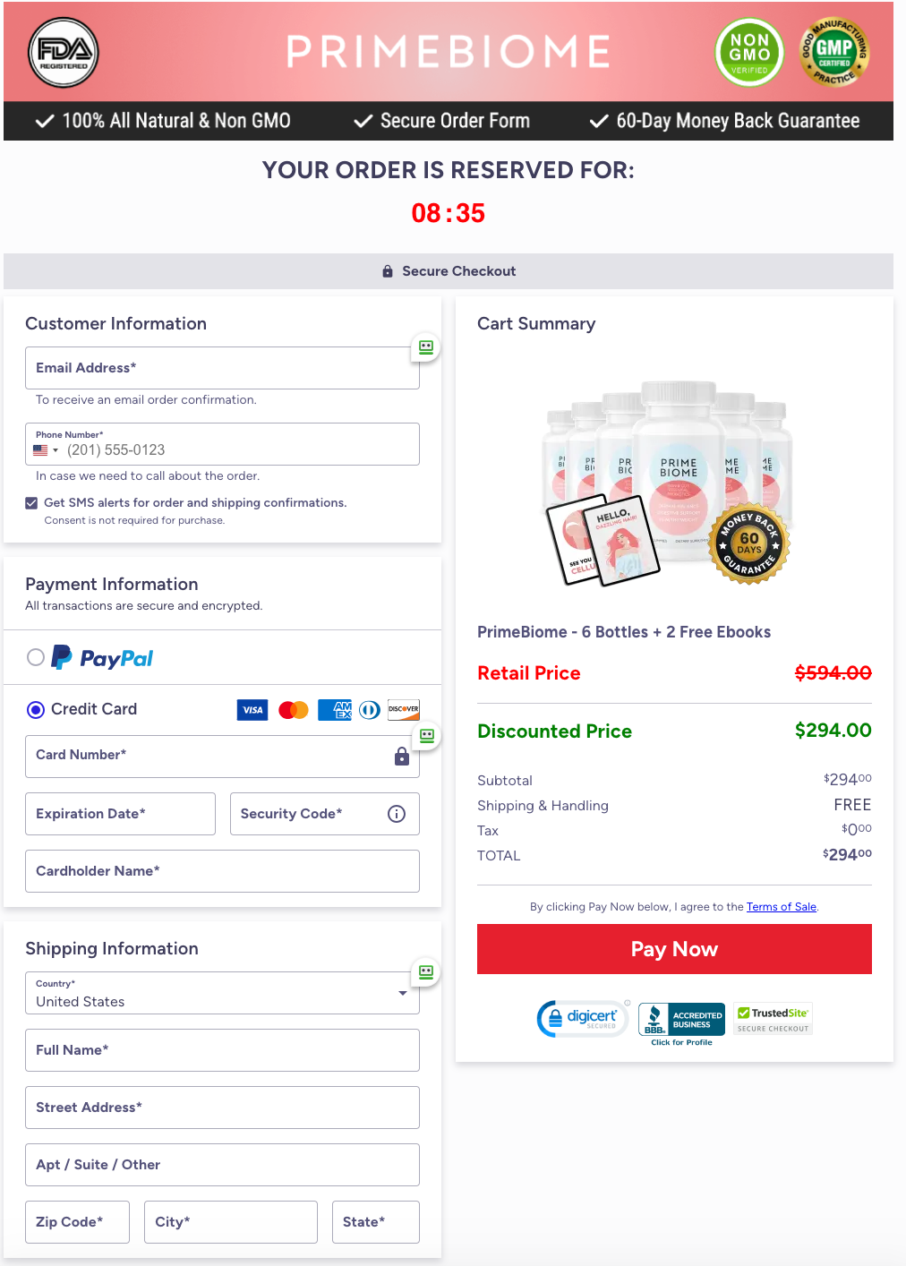 PrimeBiome Official Website Secure Order Page